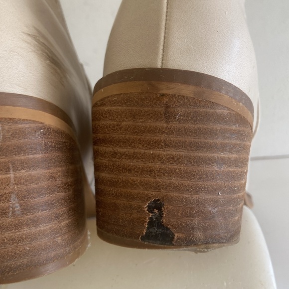 Dolce Vita cream faux leather boots side zip stack heel western  7 1/2 - Picture 6 of 16